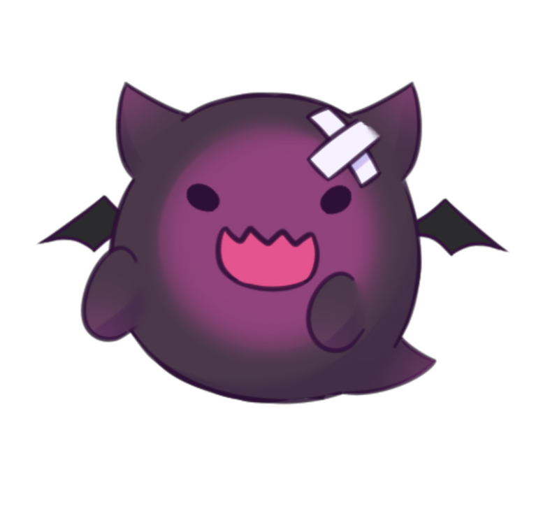 Blob-shaped demon mascot
